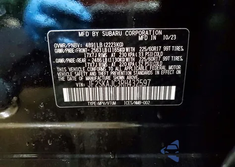 2024 Subaru Forester Wilderness z USA, uszkodzony, nr VIN JF2SKAJC3RH432597